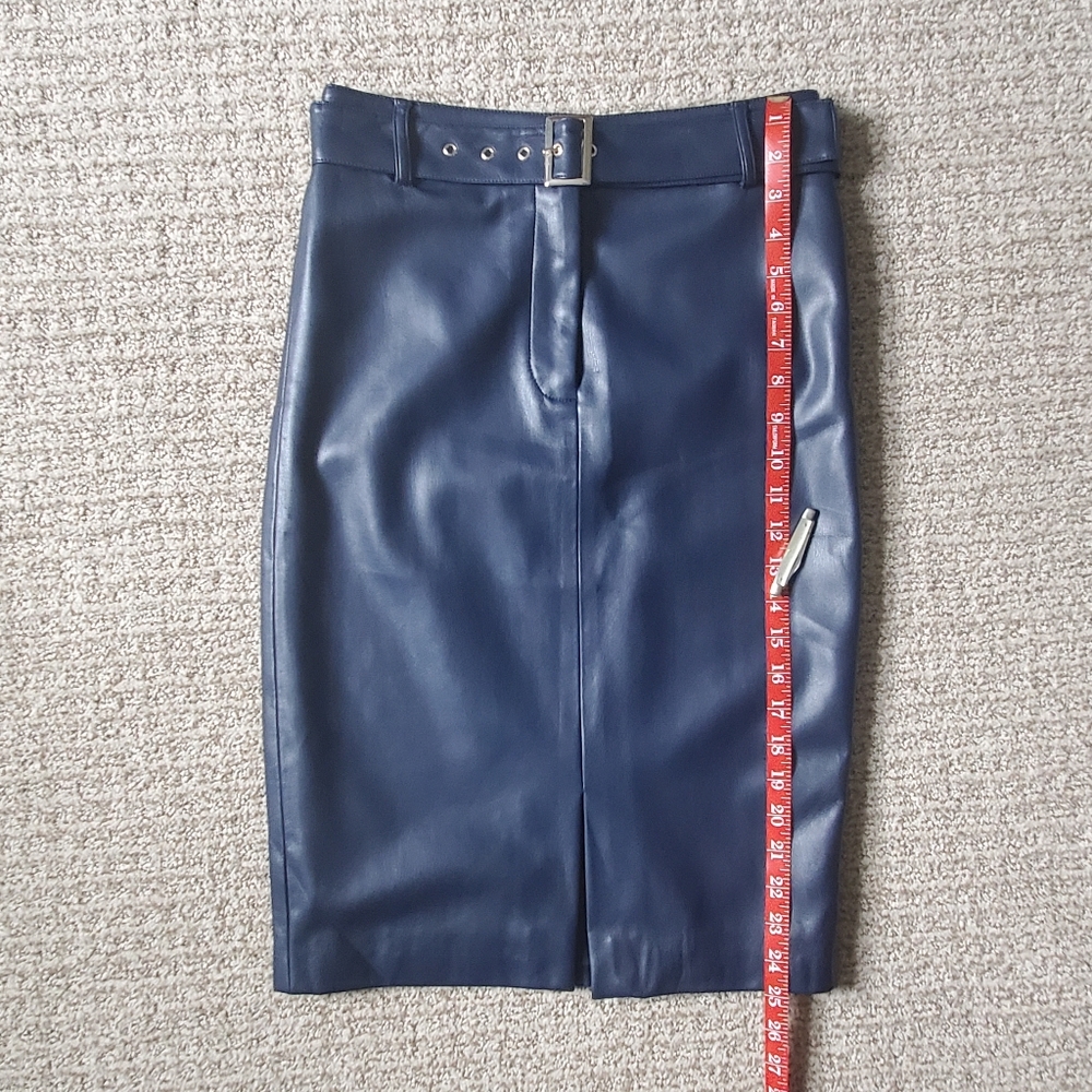 🌟 Elie Tahari Kris Belted Faux Leather Skirt, Peacoat Blue (4) - Picture 15 of 16